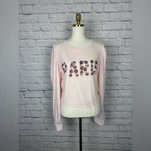 NWT recycled karma Anthropologie Paris Floral Puff Sleeve Tee size Large